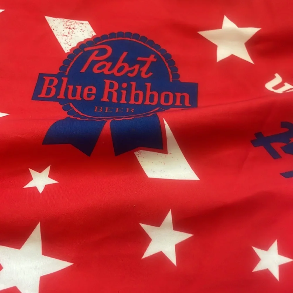 Pabst Blue Ribbon board shorts on red white and blue size XXl
